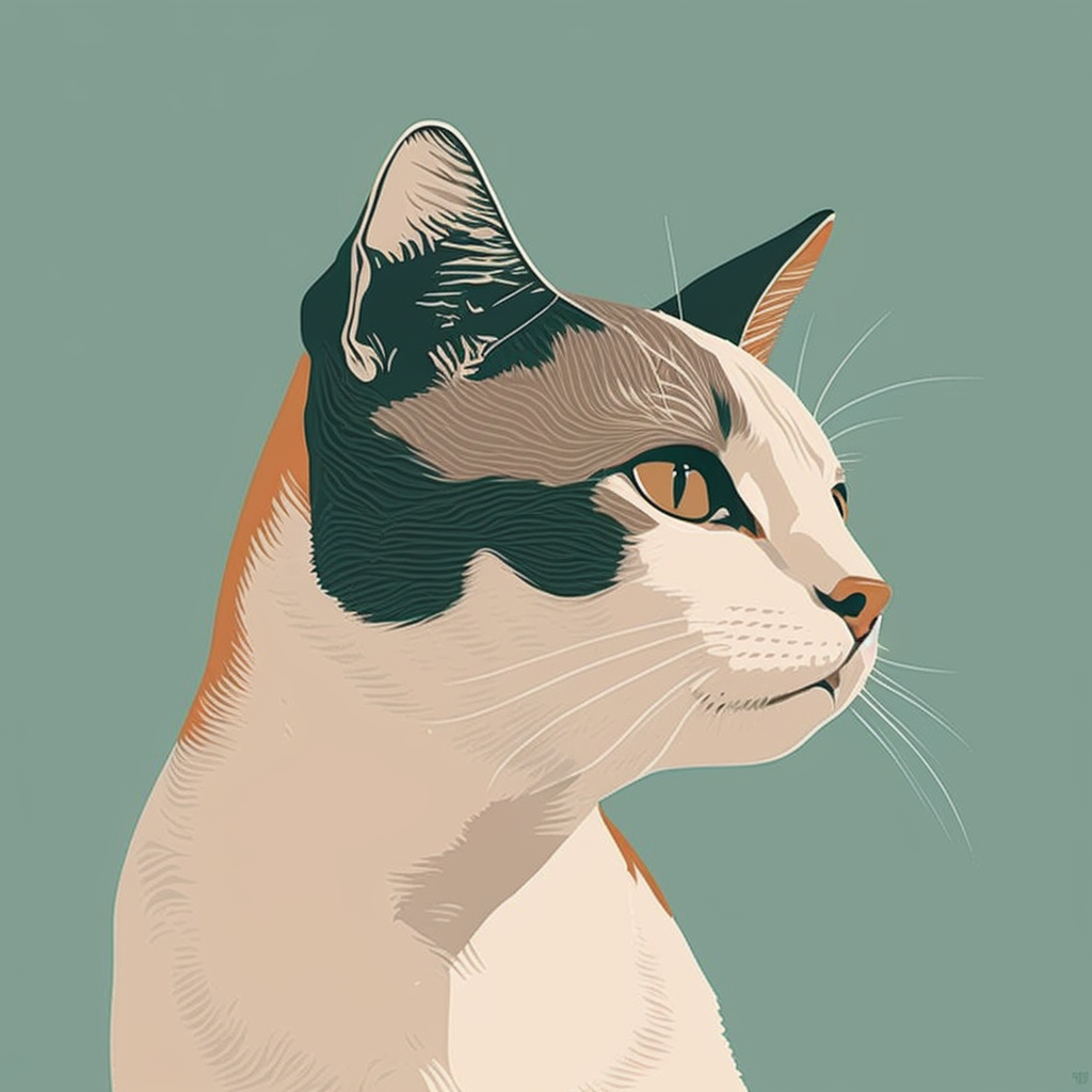cute calico cat with a patchy black face