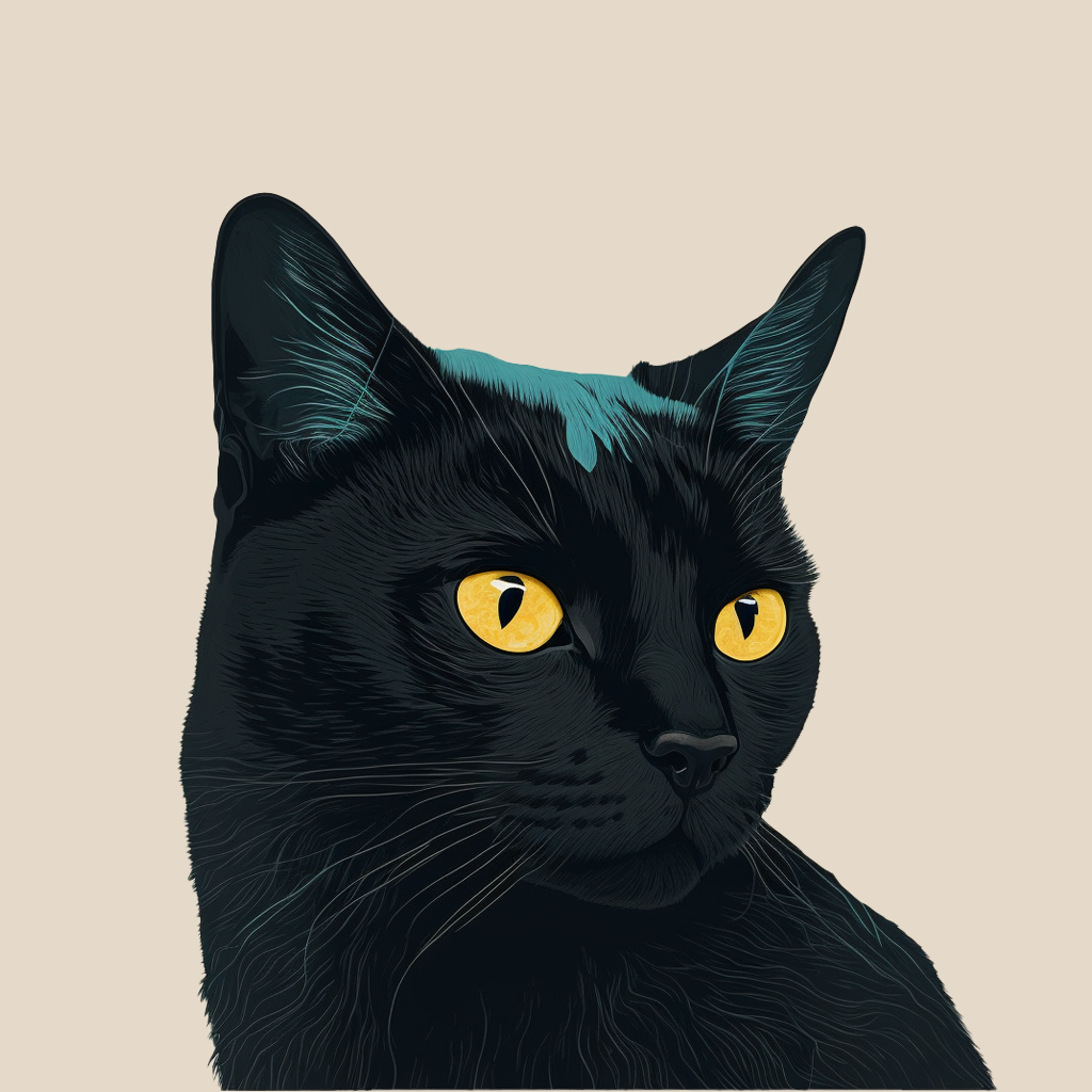pretty black cat with amber eyes